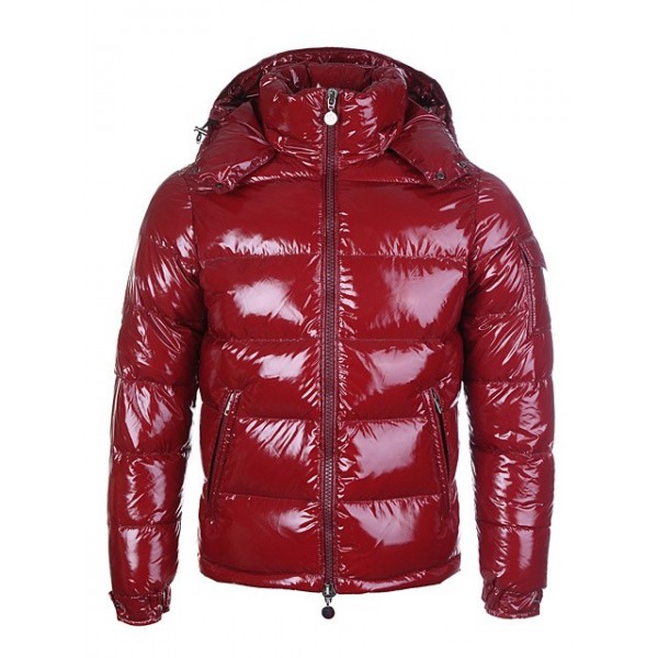 Moncler Rosso Mock Collar and slash semplice Uomo Cappotti uscita